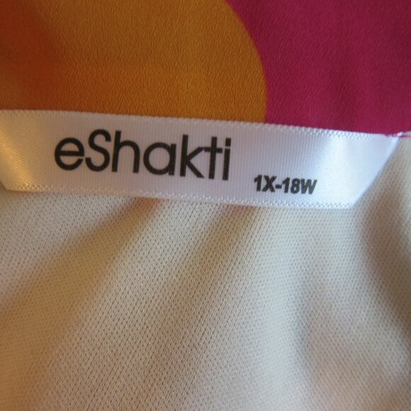 eShakti Multicolor Polka Dots Layered 1X Sleeveless Mock Collar Chiffon Dress - Picture 4 of 6